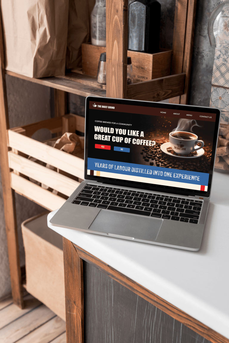 Website design for The Daily Grind developed by Beebutt, a digital marketing agency that has web development as a service