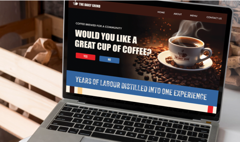 Website design for The Daily Grind developed by Beebutt, a digital marketing agency that has web development as a service.